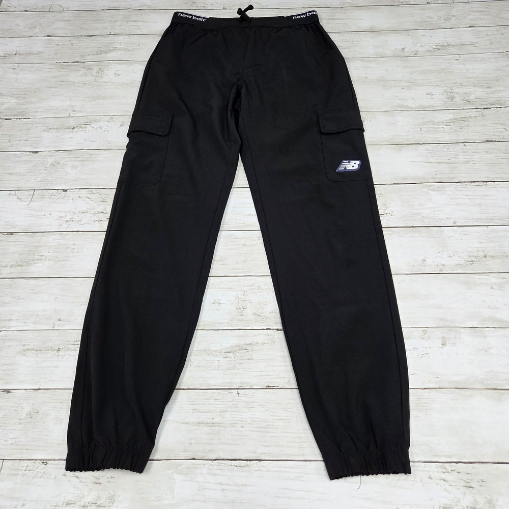 New Balance Cargo Jogger Pants Athletic Utility Boys Size L 14/16 Black Stretch